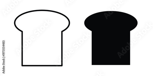 White bread icon symbol. Icon in flat style and line. Black and white