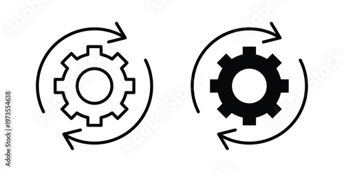 Workflow icon symbol. Icon in flat style and line. Black and white