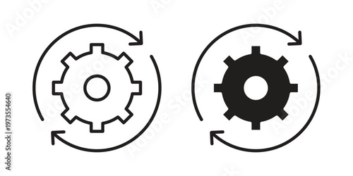 Workflow process icon symbol. Icon in flat style and line. Black and white