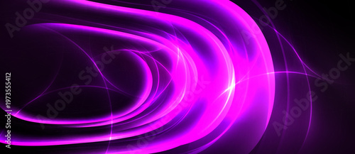 Abstract pink swirls dominate black background. Dynamic lines create flowing, energetic visual impact. Brightness contrasts sharply.