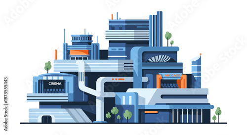 A clean, geometric illustration of a modern office building, evoking a sense of stability, progress, and corporate success. Suitable for business pres