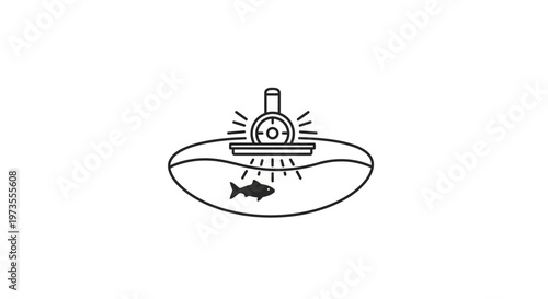 Submarine with fish underwater vehicle.