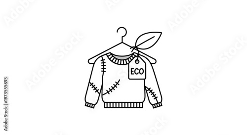 Sweater hanging on a hanger.