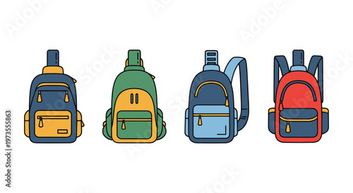 Sling bag Line art vector set minimal modern abstract illustration
