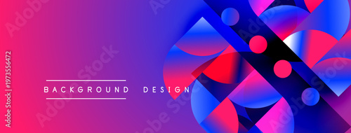 Vibrant abstract background. Overlapping shapes create dynamic visual effect. Gradient colors blend smoothly, modern design element.