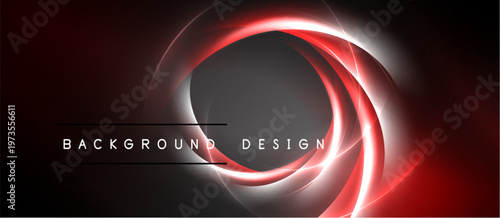 Abstract red neon swirls over dark gray. Minimalist design with text background design. Modern aesthetic, suitable for digital use.