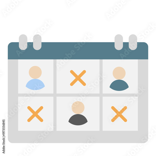 Calendar with People and Cancellations Icon