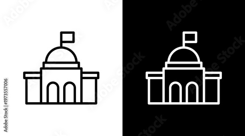 Government Building White Icon Set Design