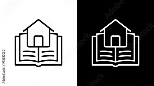 Library White Icon Set Design
