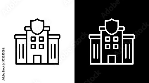 Police Station White Icon Set Design