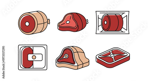 Meat Package Box Line art abstract color shapes illustration