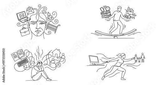 Work-Life Imbalance – Stress Between Career and Family Life Concept