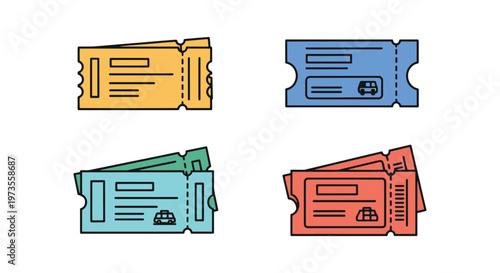 transport ticket Line art minimal shapes illustration