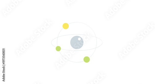 A minimalist animated atom with orbiting electrons, symbolizing scientific discovery, technological innovation, and fundamental principles of physics and chemistry.