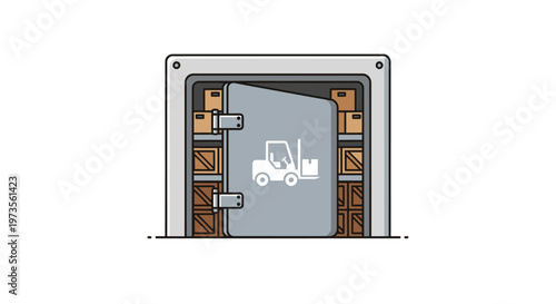 Forklift Operating in warehouse interior.