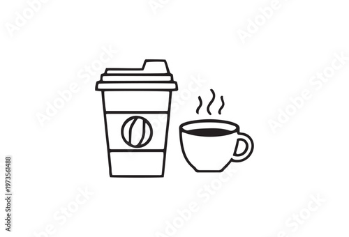 Coffee cup, take away coffee, hot beverage, drink icons, vector graphics