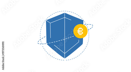 Geometric shape with euro currency symbol.