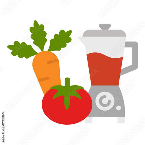 Fresh vegetable smoothie preparation with blender