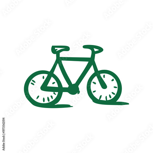 A green bicycle icon with two wheels and a frame on a white background