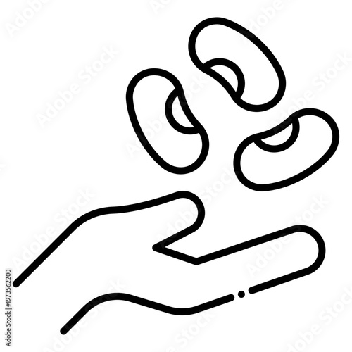 Hand holding beans, healthy eating concept vector icon