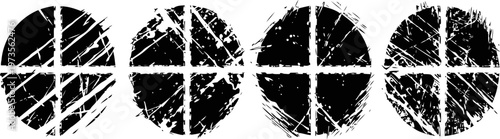 grunge circular distress textures set round vintage overlays with scratches and worn effects for design