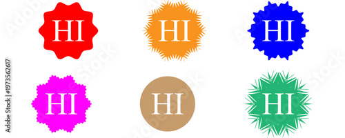 Grunge red hi word rubber seal stamp on white background. 