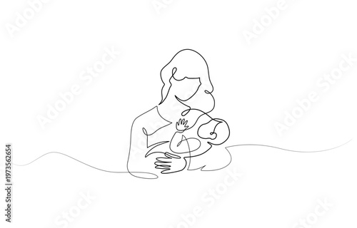 Happy mother day card continuous one line drawing vector illustration. Mother's day, pro vector. happy mom raising and turning her daughter around up in the air at home vector illustration