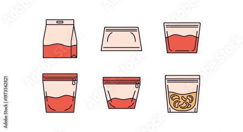 Silicone Food Bag Line art abstract color design vector