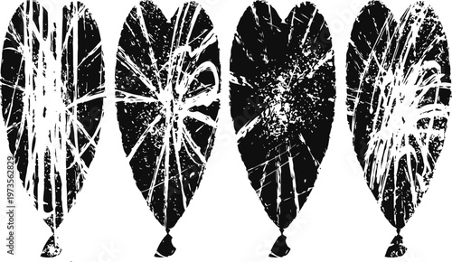 grunge scratched balloons set four distressed textured oval balloons with scratch marks and worn vintage appearance