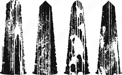 set of grunge wooden texture vertical planks with distressed and weathered surface patterns