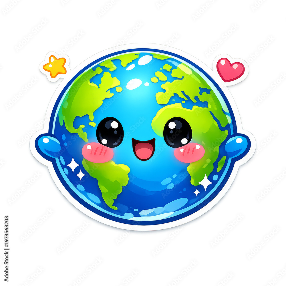 Naklejka premium Cartoon earth globe enjoying happy environment saving