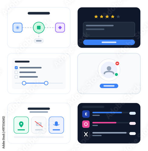 Minimalist Dashboard UI Components and Mobile App Widget Icons Set