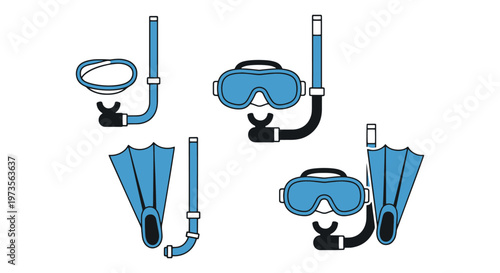 Snorkel Line art vector set creative simple shapes