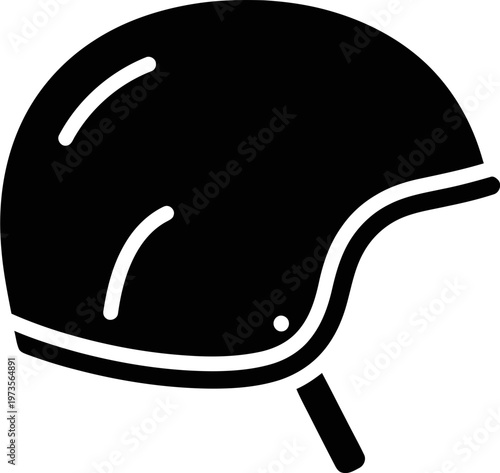 Black safety helmet icon for sports like skateboarding cycling and rollerblading isolated on a white background for graphic design projects