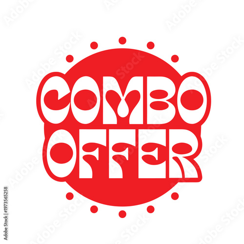 Red circular badge with white combo offer text and decorative dots circle