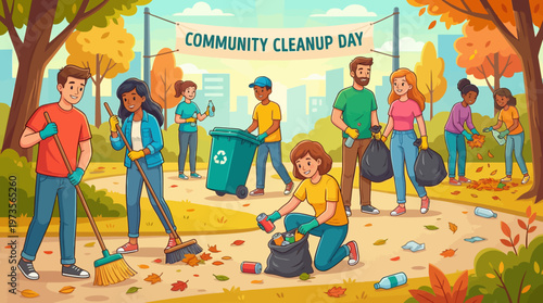 Community Cleanup Day in the Park: Volunteers Collect Litter, Protect Nature, and Build a Cleaner, Greener Community