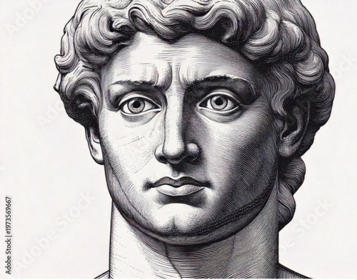 Ancient Roman Emperor Bust Sculpture Detailed Portrait.