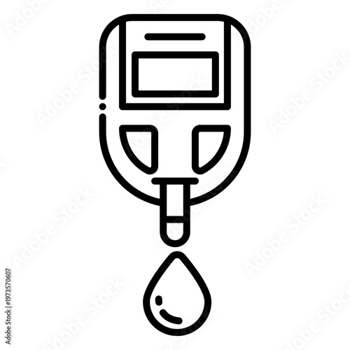 Blood Glucose Meter Icon with Blood Drop