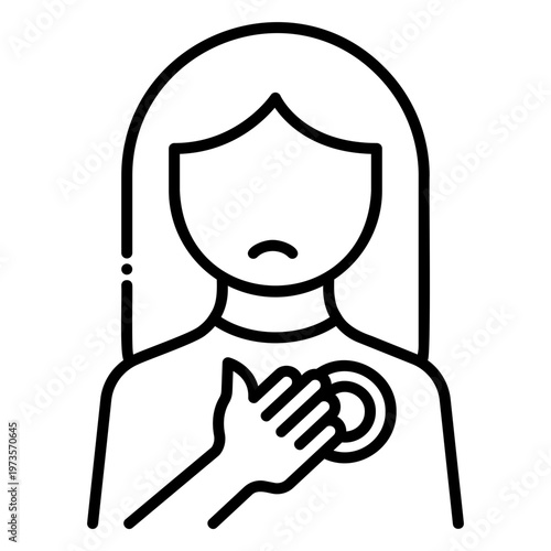 Woman Experiencing Chest Pain, Heart Attack Icon