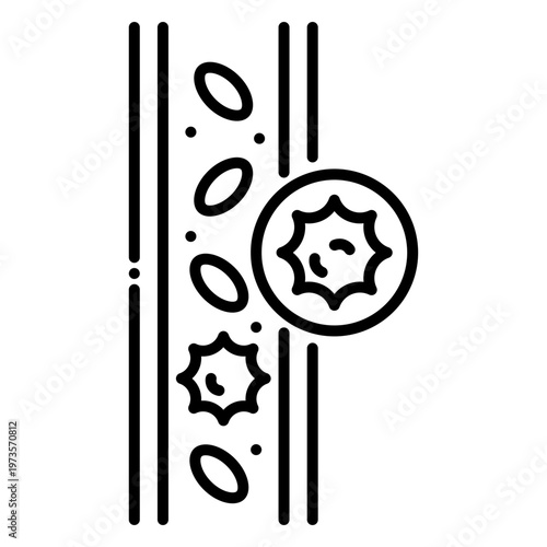 Red and White Blood Cells in Vessel Icon