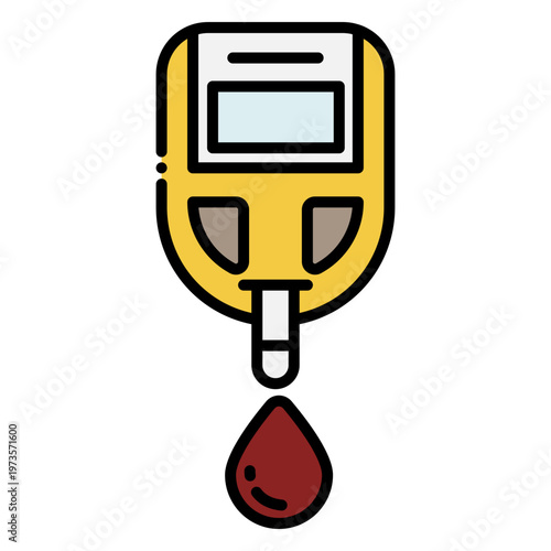 Blood Glucose Meter with Blood Drop Icon