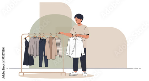 Man choosing clothes from a rack: fashion, style, and personal choice