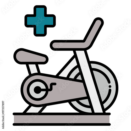 Exercise Bike with Medical Cross Icon for Health