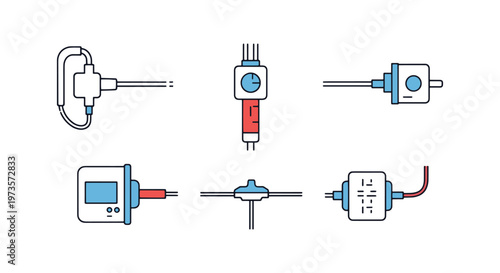 Surgical Catheter Line art minimal abstract colorful shapes
