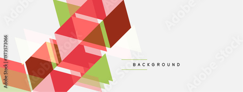 Abstract geometric shapes overlap, creating dynamic visual texture. Soft colors blend with white space. Modern design element.