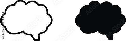 Minimalist brain icons set, human brain silhouette and outline vector, mental health and intelligence symbols for medical infographics