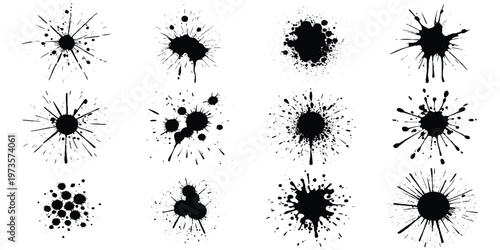 Set of grunge textures old set of grunge texture black paint blots on transparent background. Vector grunge brush stroke textures.