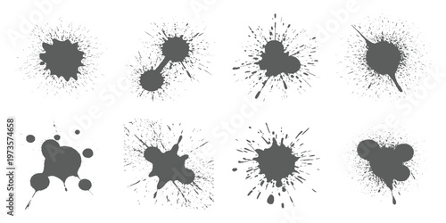 Set of ink splashes black paint blots on transparent background. Vector grunge brush stroke textures. brush splashes and bundle texture design 
