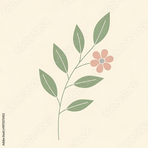Minimalist illustration of a flower branch.