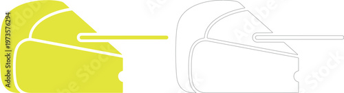 A yellow and white drawing of two heads with a cigarette